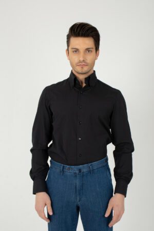 Venezia Black Fine Cotton Shirt