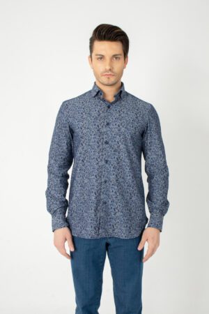 Blue Floral Motifs Shirt