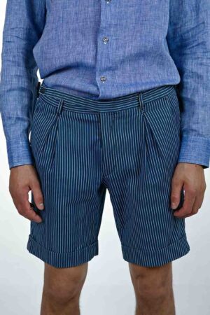 Four-Pocket Mid-Rise Blue Bermuda