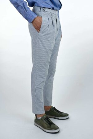 Four-Pocket Mid-Rise White Gray Pants